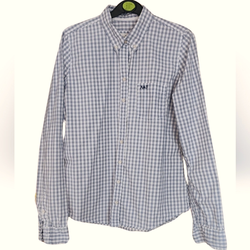 Abercrombie & Fitch Womens Blue White Gingham Plaid Button Down Shirt Large L